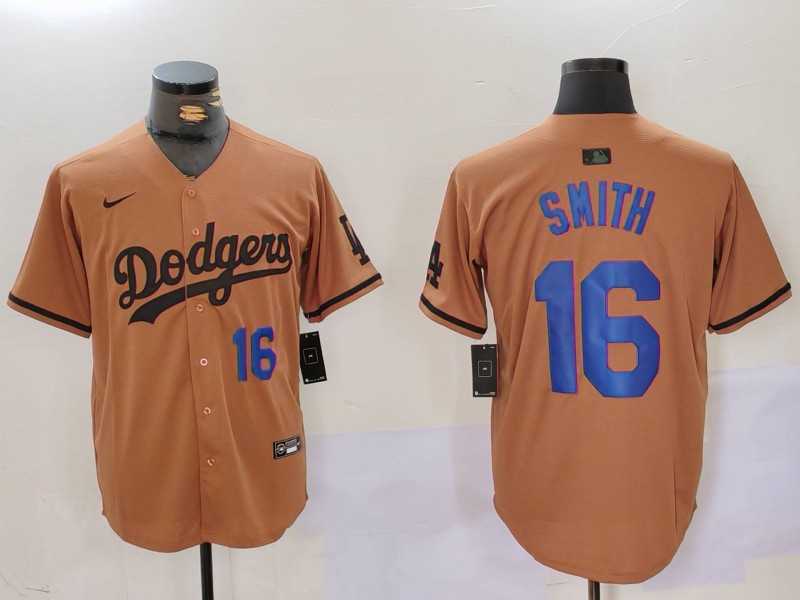 Mens Los Angeles Dodgers #16 Will Smith NUmber Olive Cool Base Limited Stitched Jerseys